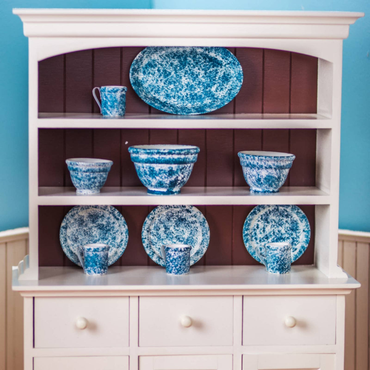 18" Doll Farmhouse Cupboard Dish Hutch Fits American Girl