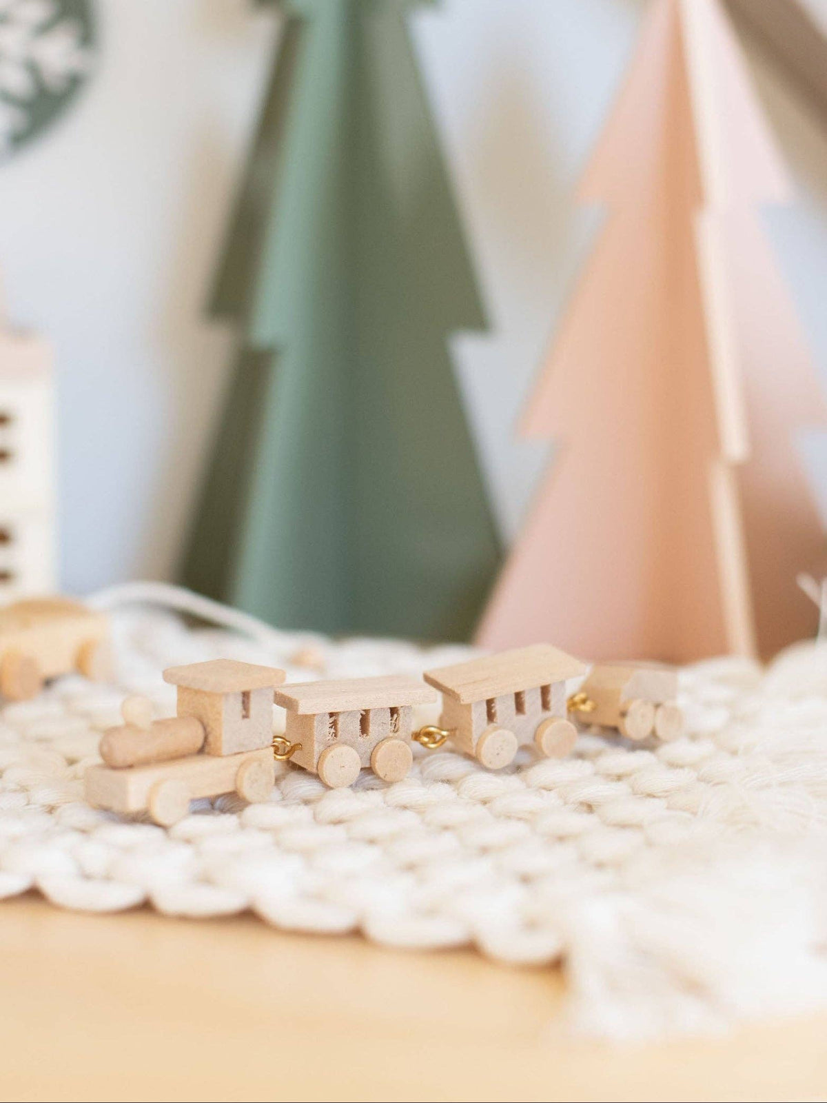 Dollhouse Play Miniature Train | Natural Wood