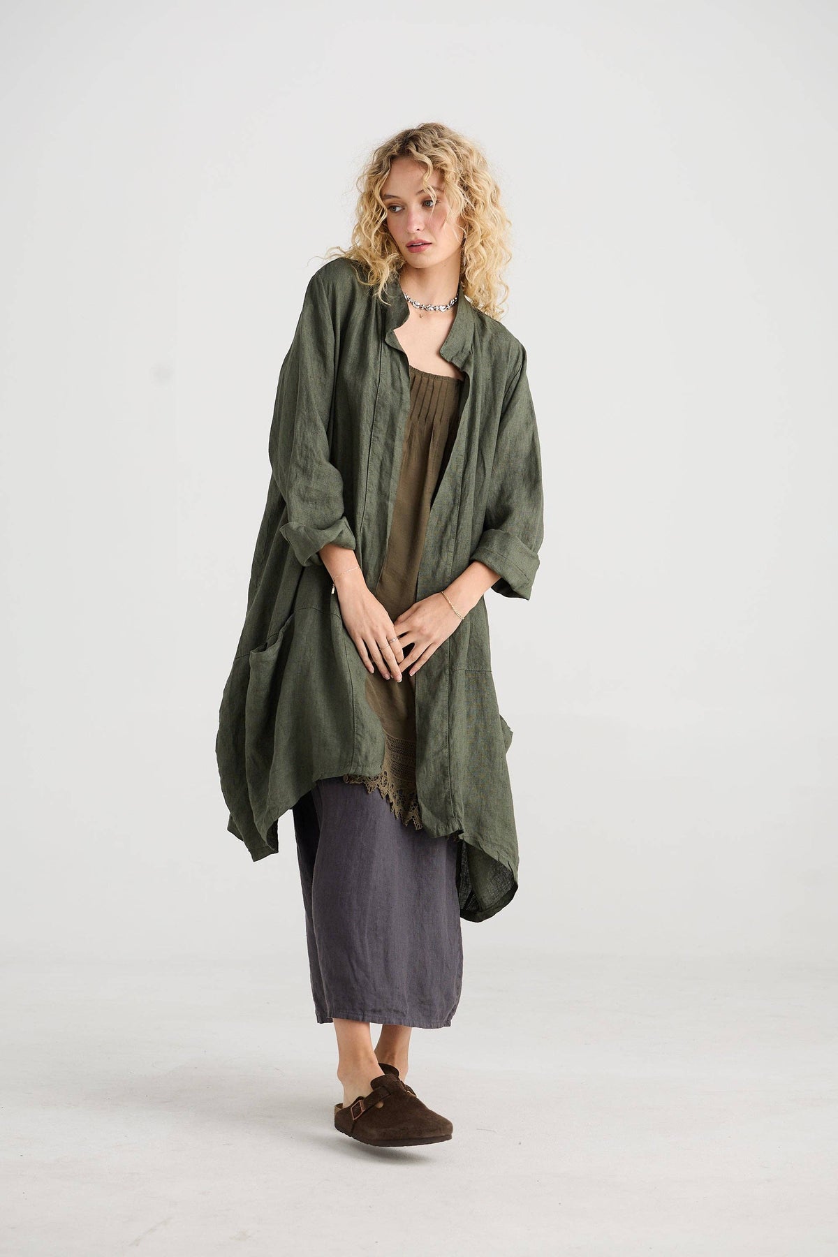 Harper Lee Linen jacket. Tobacco
