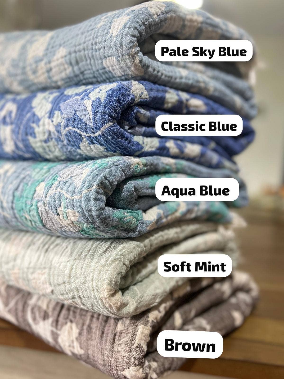 Bougainvillea Blanket – Pale Sky Blue |Queen
