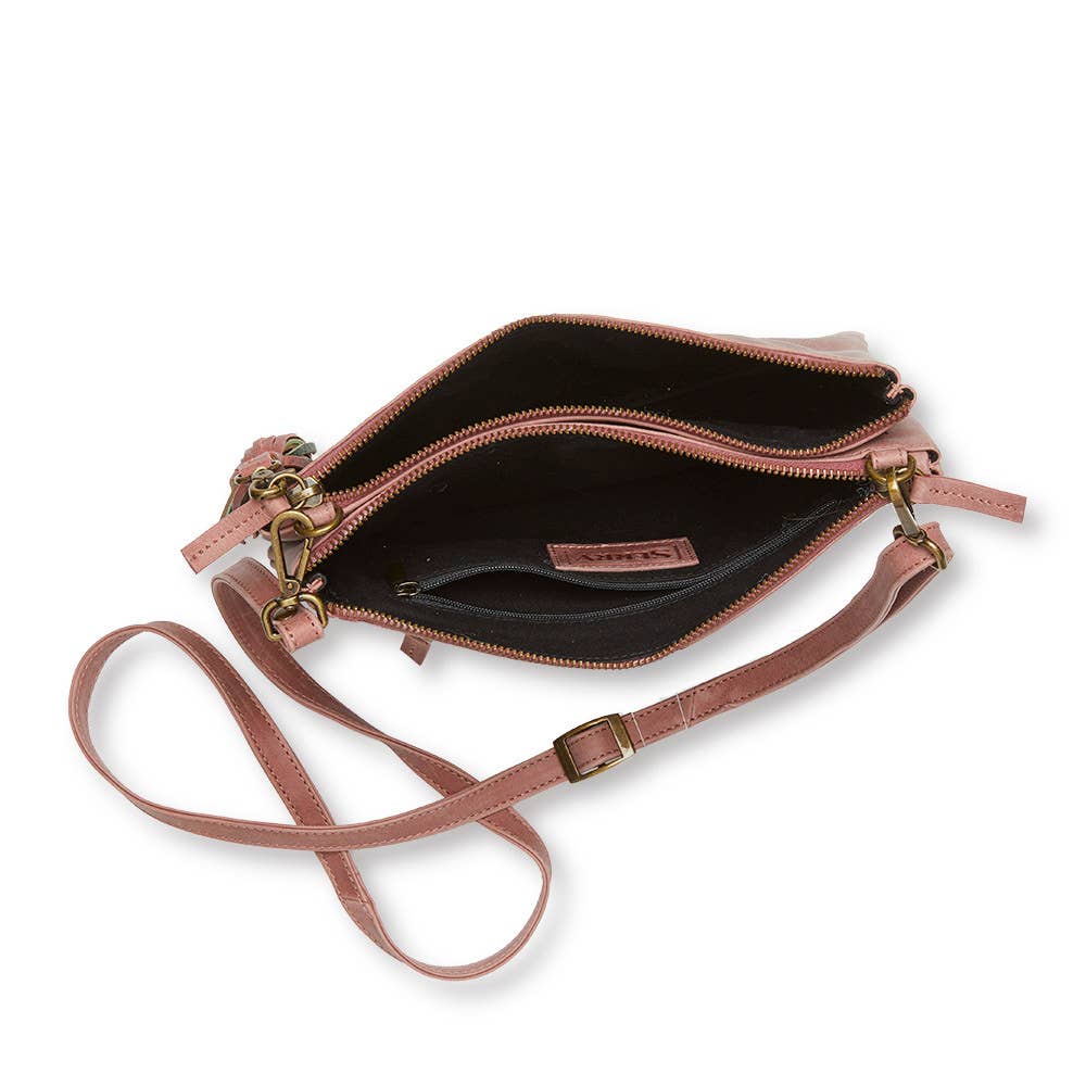 Rose Leather Crossbody Bag
