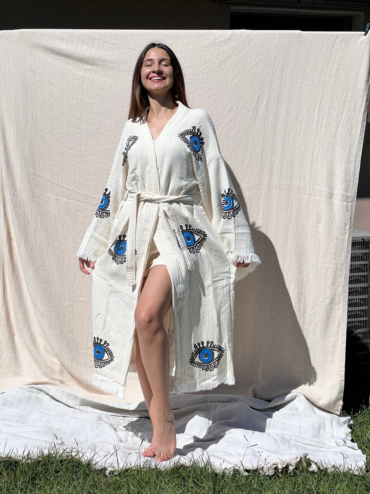 Awake Eye Kimono Robe, Dressing Gown