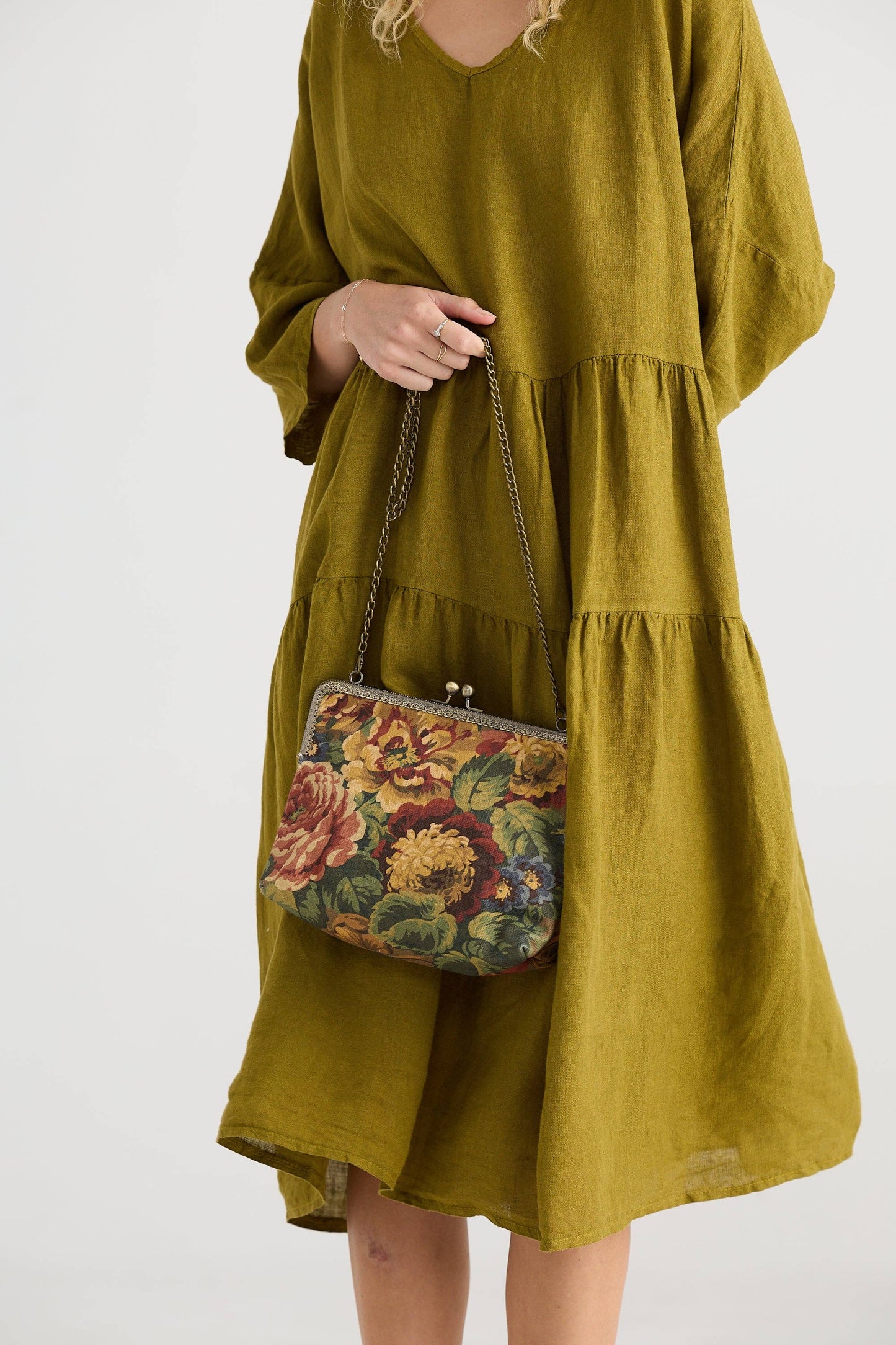 Stella Linen dress. Avocado