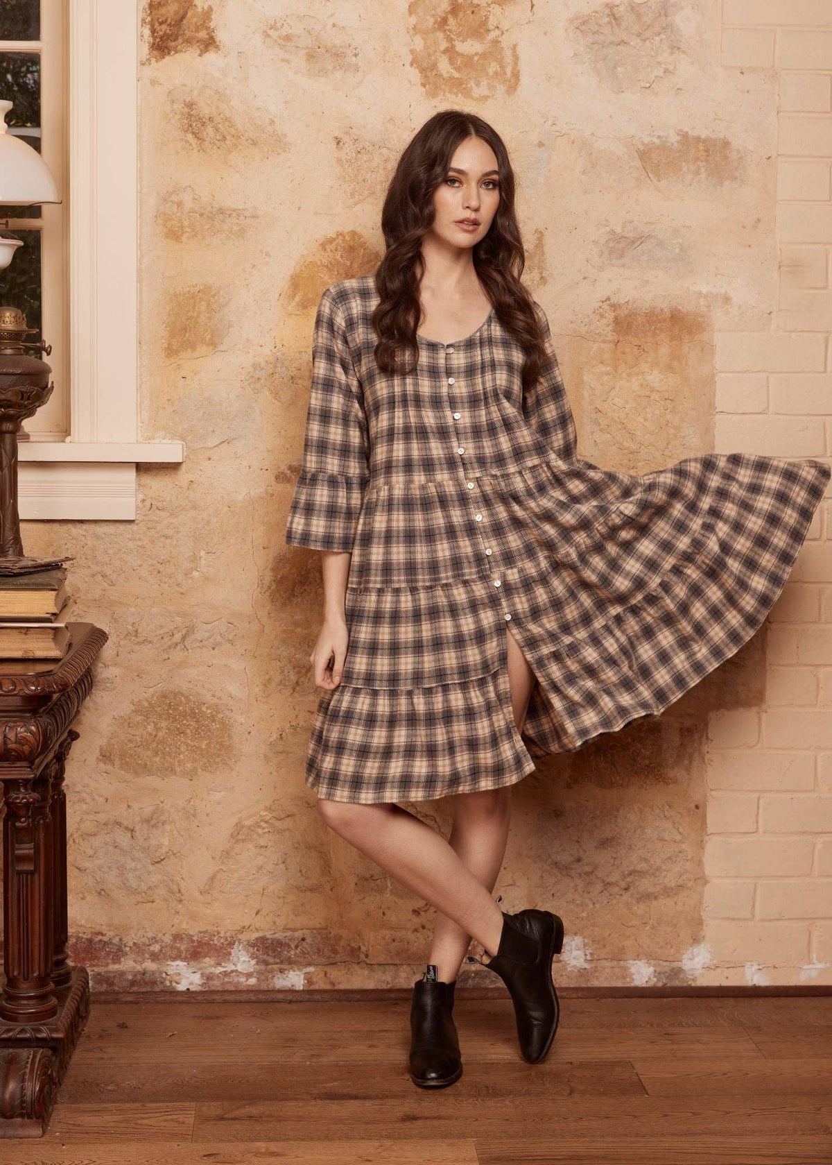 Mackenzie Shirt-Dress . Paynes Grey