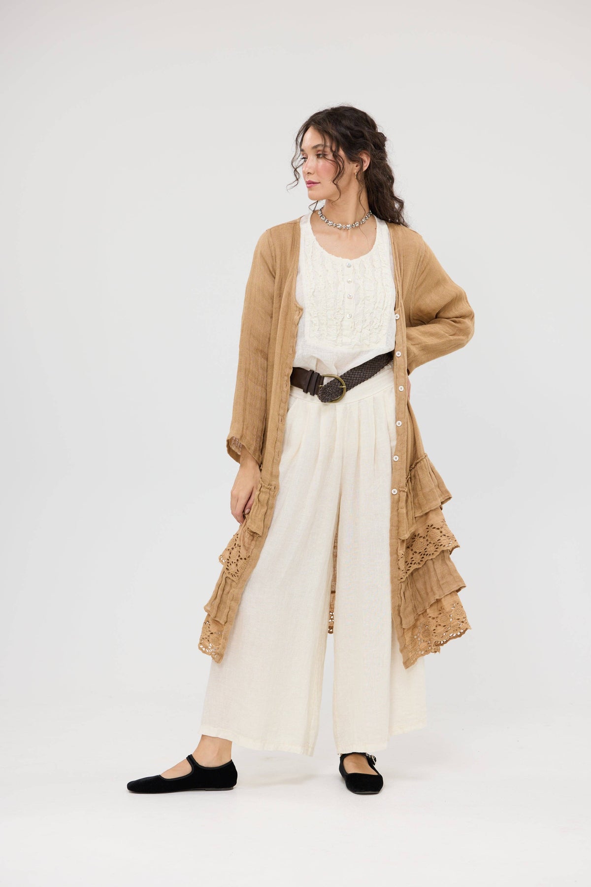 Florian Linen Gauze top. Coconut