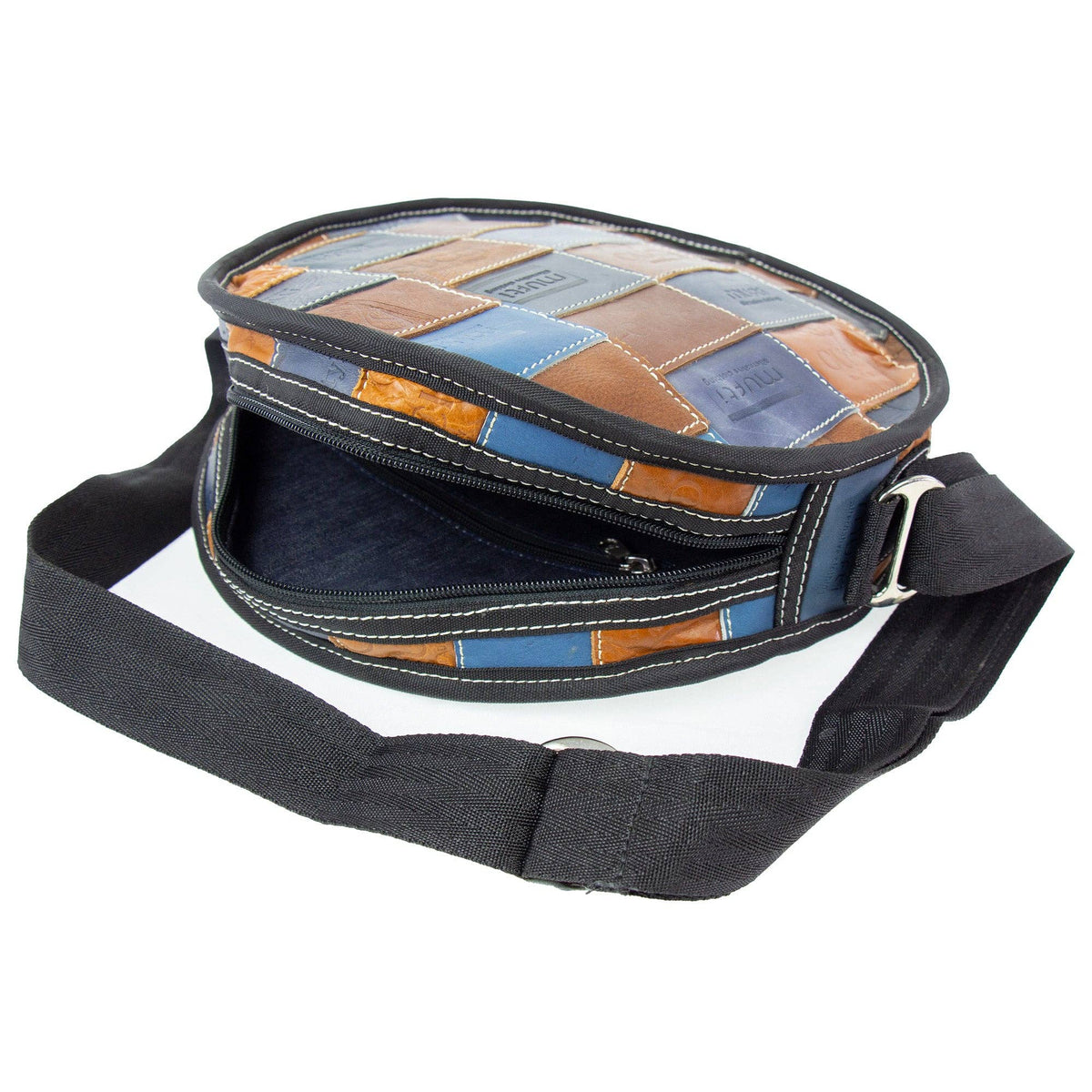 Jean Patch Round Shoulder Bag, Up-cycled!