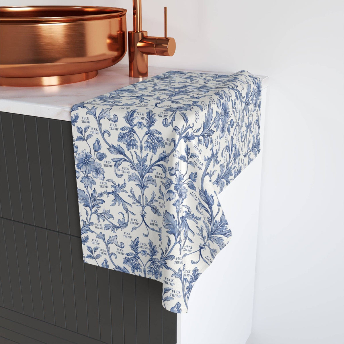Subtle F*ck Trump Toile de Jouy Hand Towel