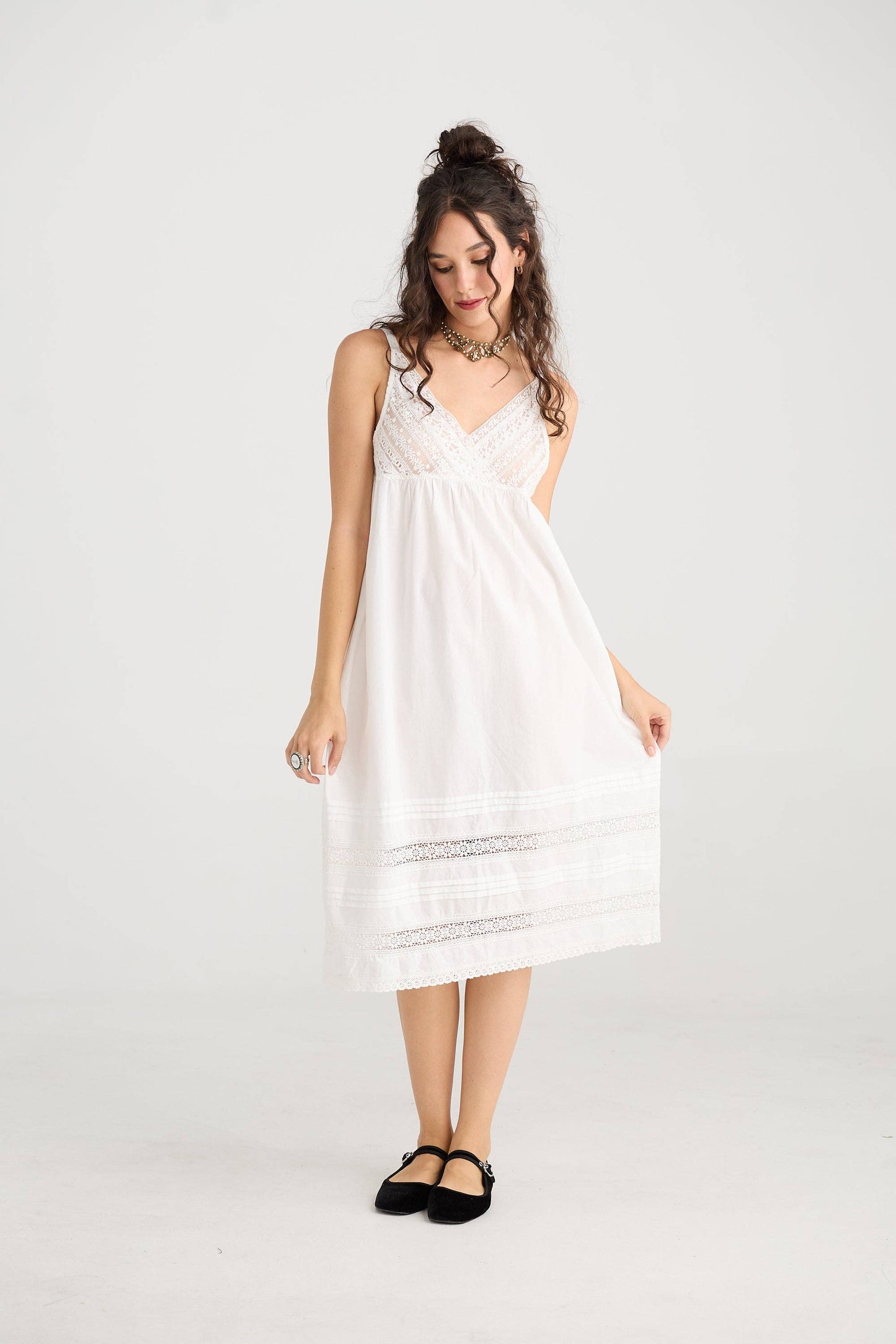 Blossomtime cotton & lace slip dress. Dusty Rose