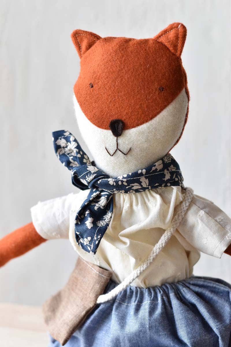 Florette Fox Doll- Chambray Skirt