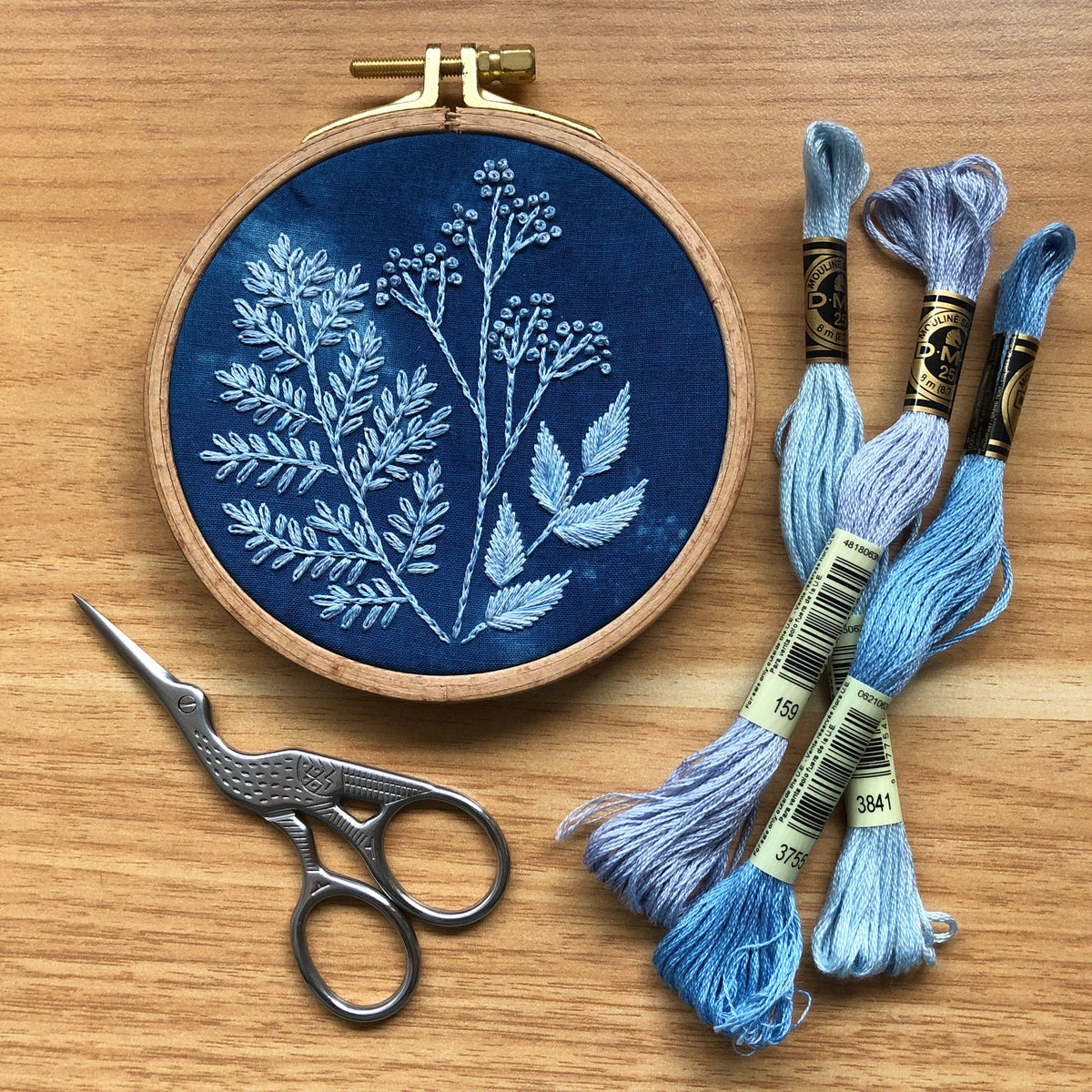 Cyanotype Botanicals - Botanical Embroidery Kit for Beginners