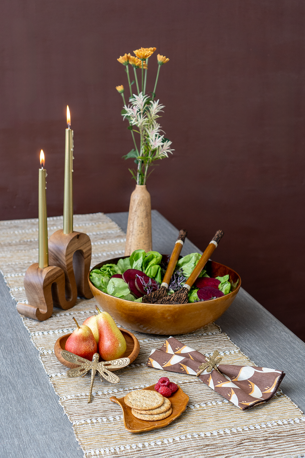 SALE | Capiz & Palm Wood Server | Golden