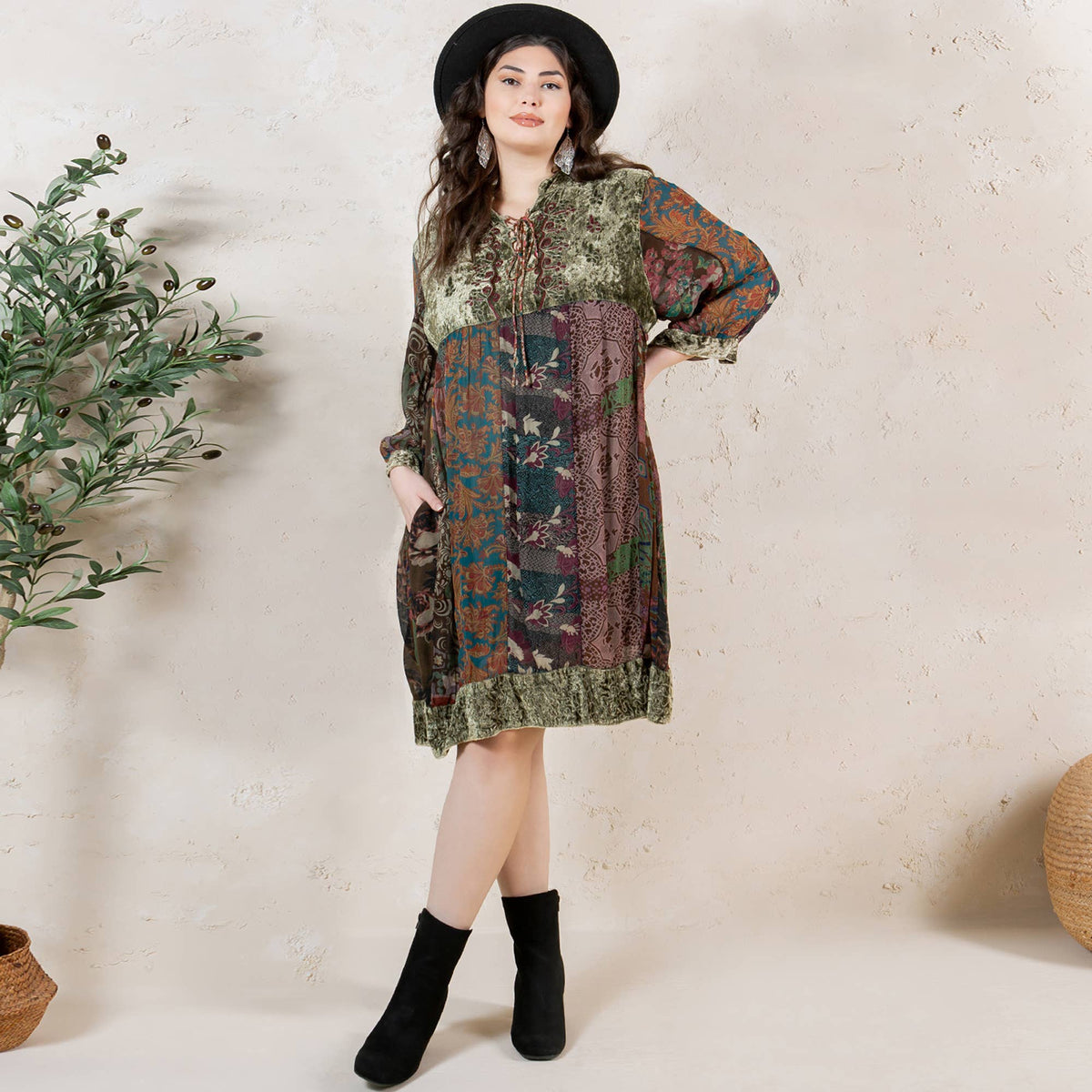 Chic Bohemian Stone-Washed Dress SIZE: XS TO 3X