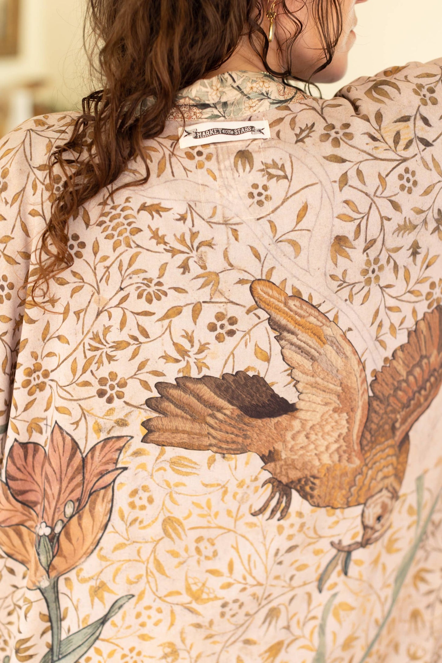 Folklore Opera Duster Kimono Robe w/ Bird of Peace