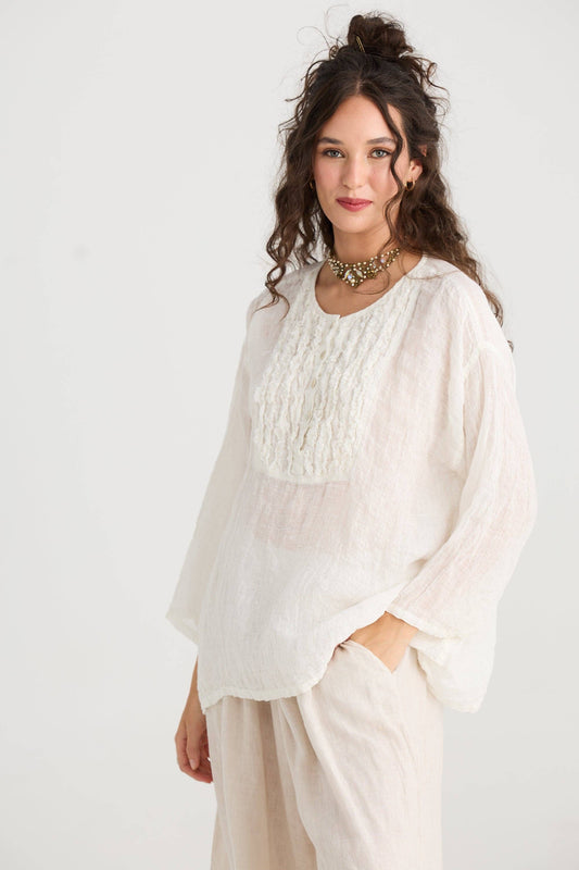 Florian Linen Gauze top.  Coconut