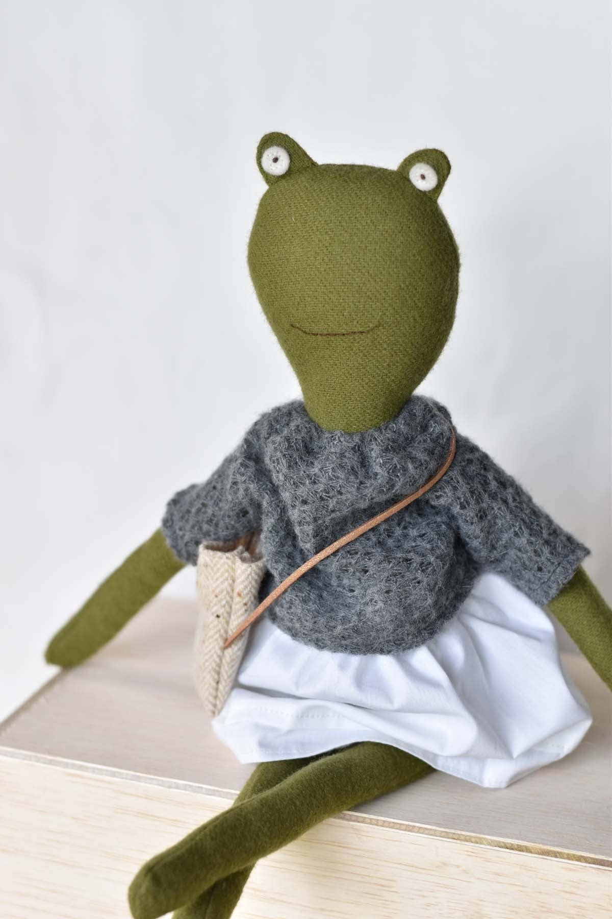 Fern the Frog doll- French Knit Sweater with Morning Skirt