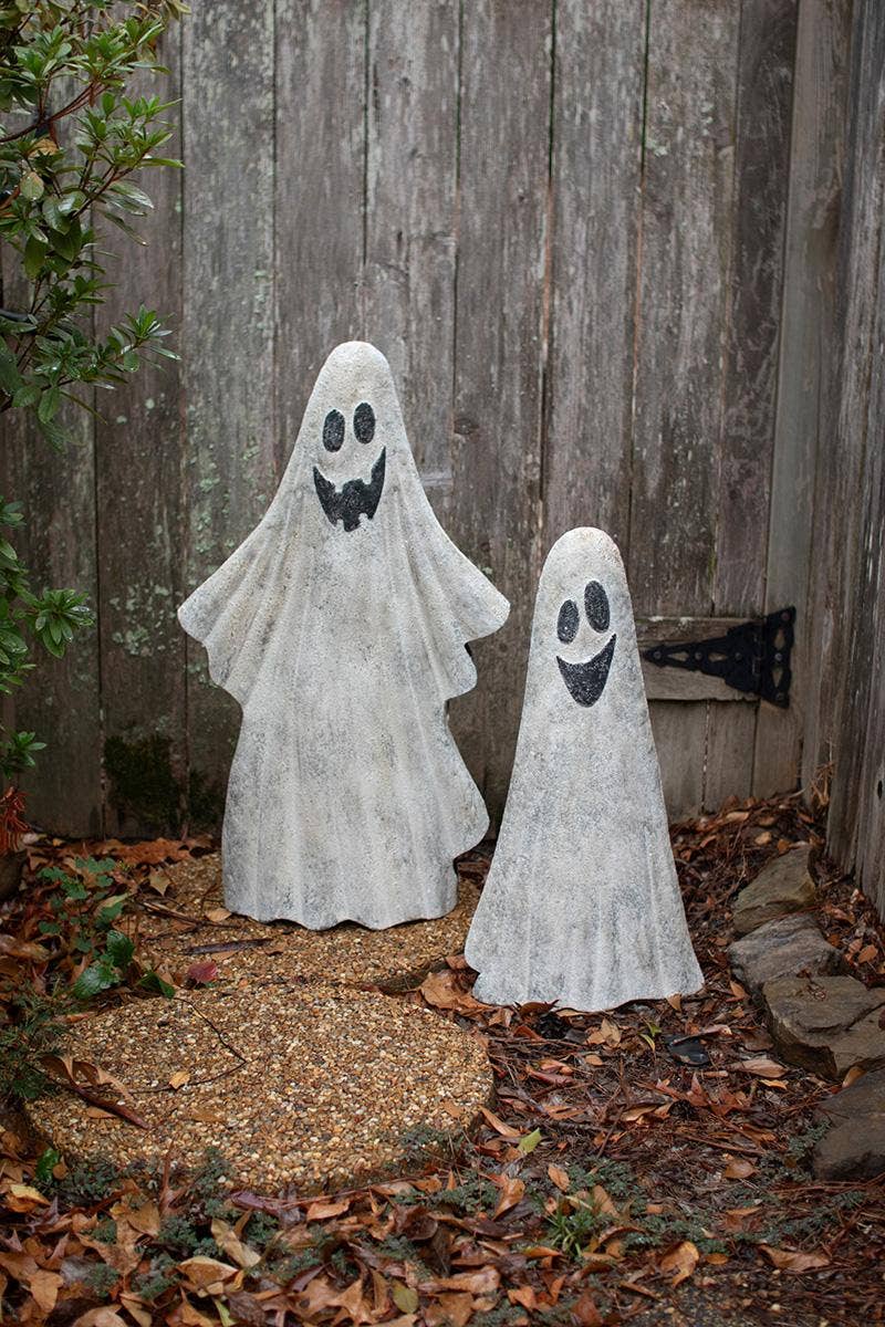 SET OF TWO PAINTED METAL GHOSTS
