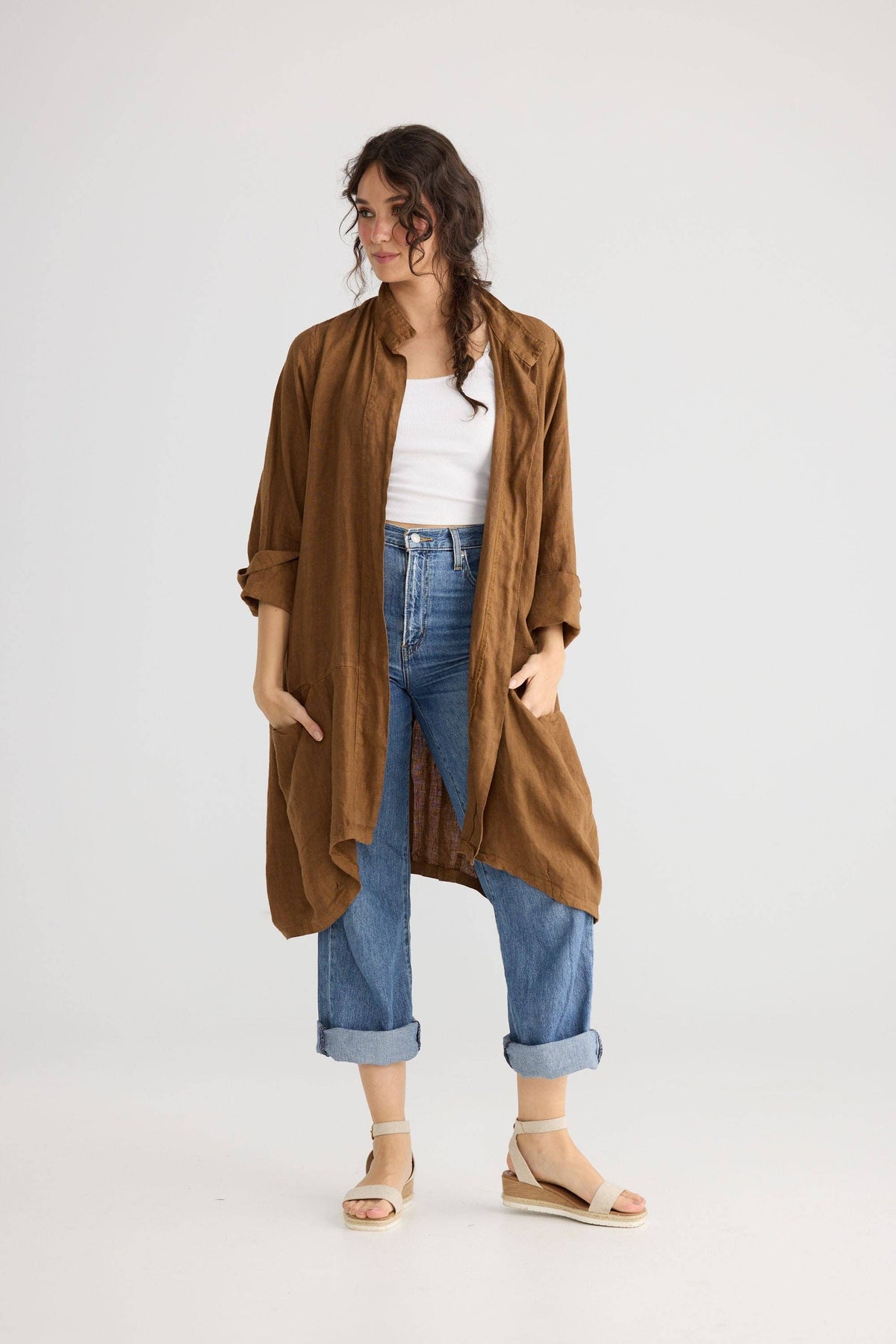 Harper Lee Linen jacket. Tobacco