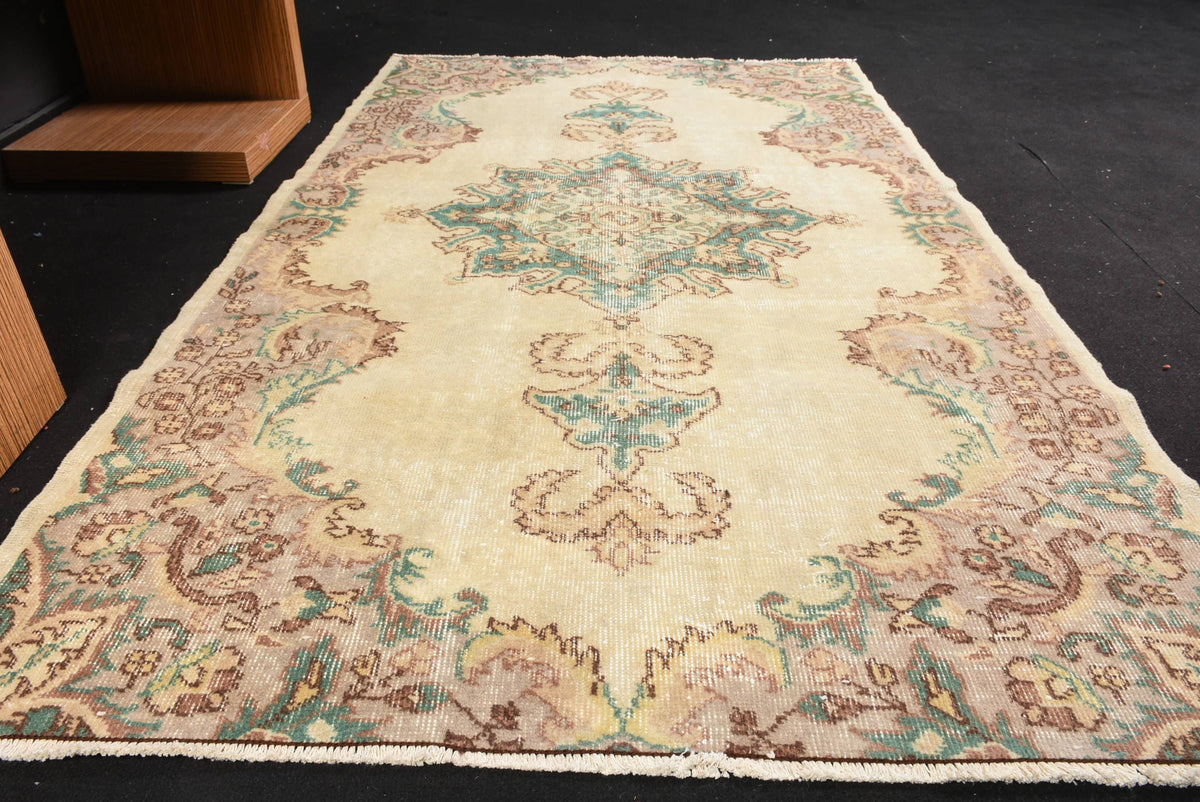 Rug, Beige & Brown Patchwork Classic 4x7.3 Ft Woven Rug