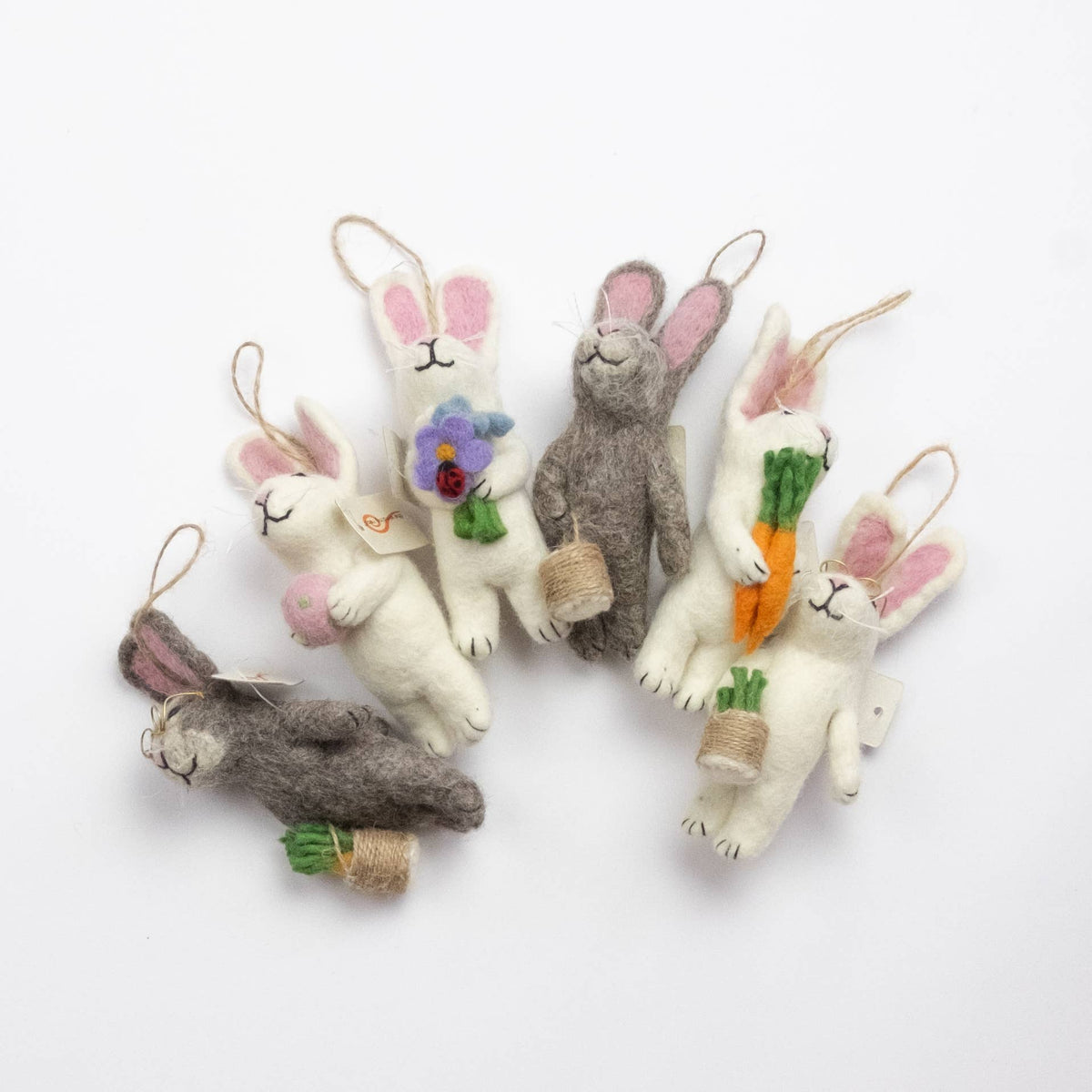 Ornament - Easter Decor - Gray and White Easter Bunnies