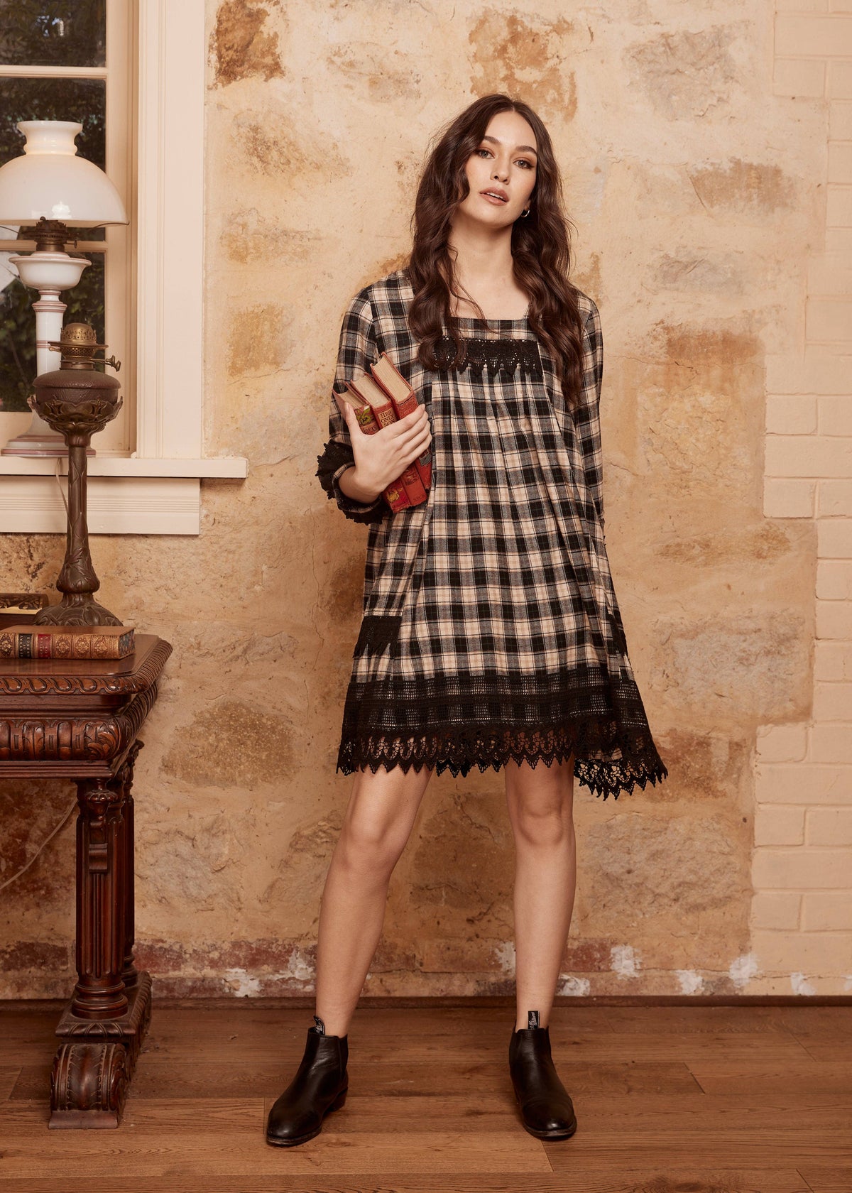 Isla Plaid dress. Black. SALE