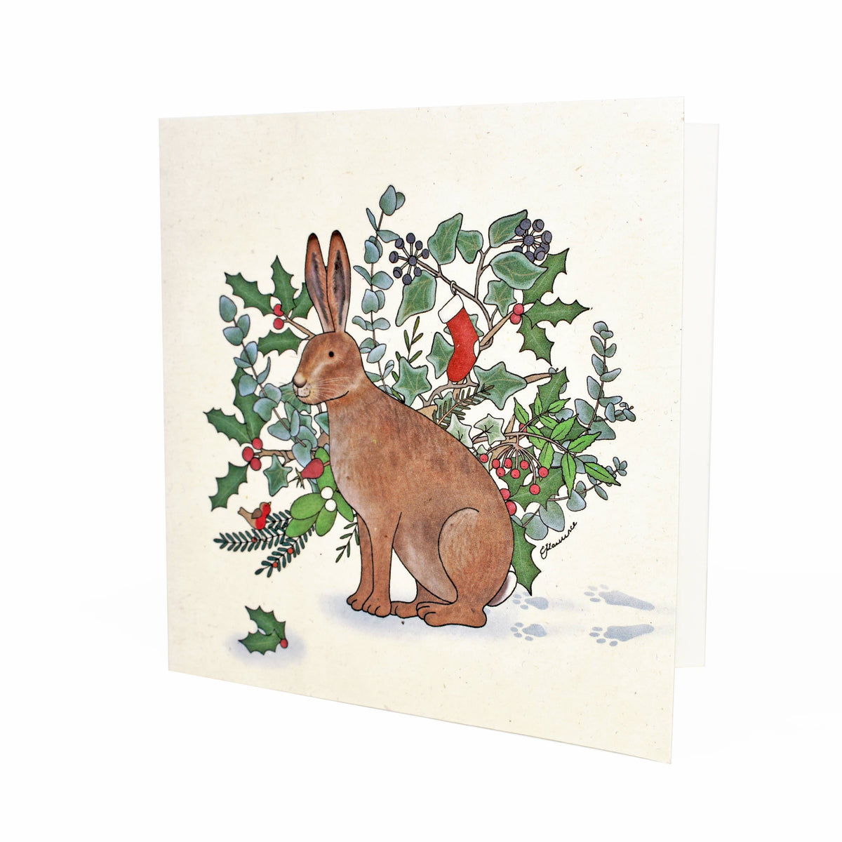 Emma Lawrence Hare Christmas Card - Recycled Paper