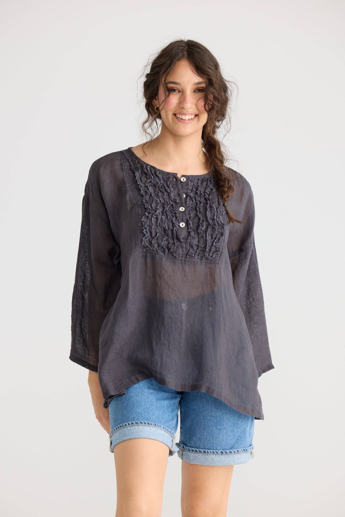 Florian Linen Gauze top.  Coconut