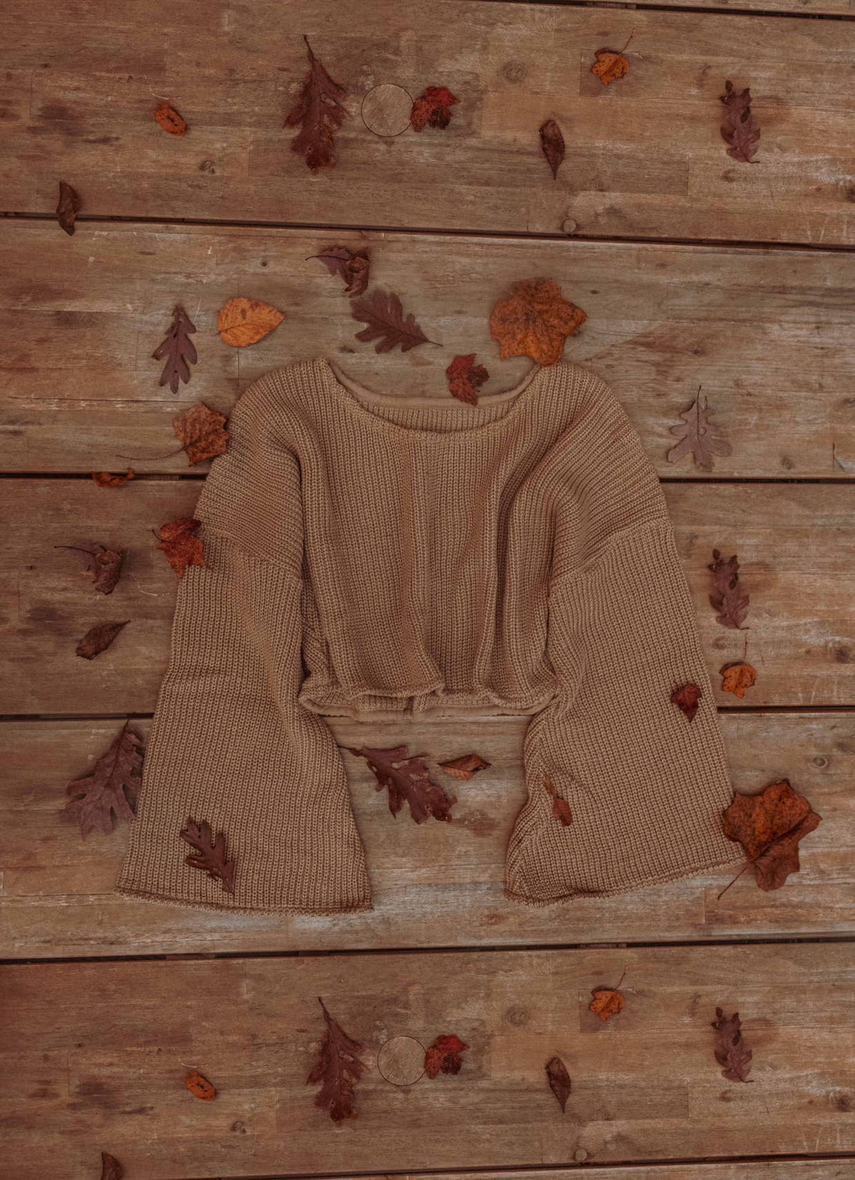 100% Organic Cotton Bell Sleeve Boho Crop Sweater, Hippie