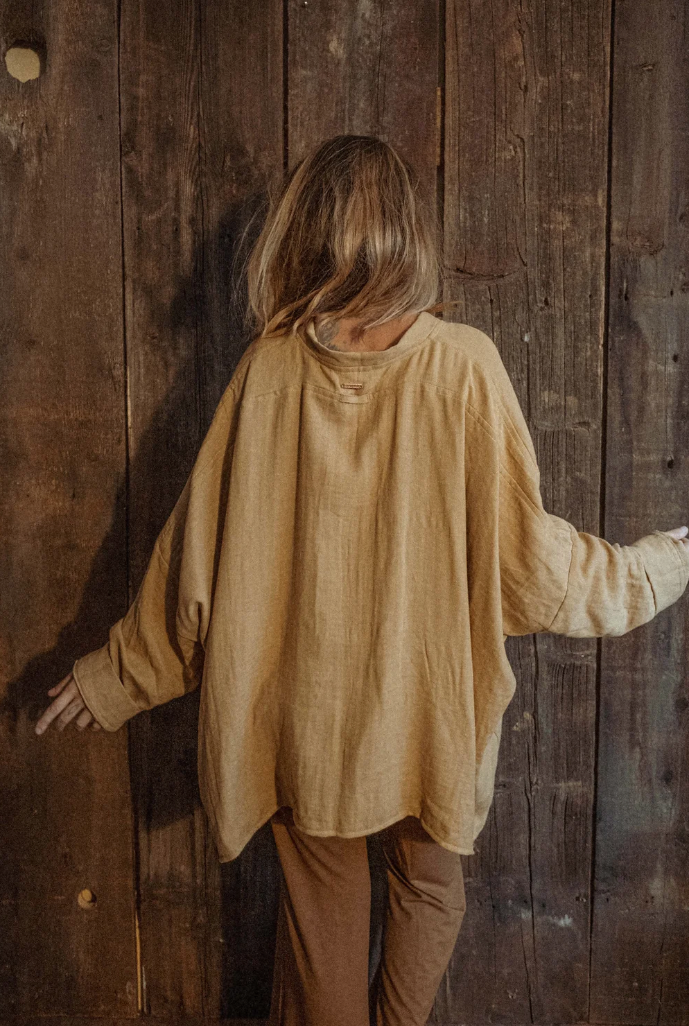 Organic Boho Unisex Pullover Flowy Shirt, Bamboo Long Sleeve