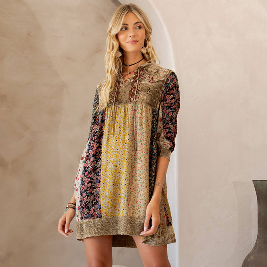 Chic Bohemian Stone-Washed Dress SIZE: XS TO 3X