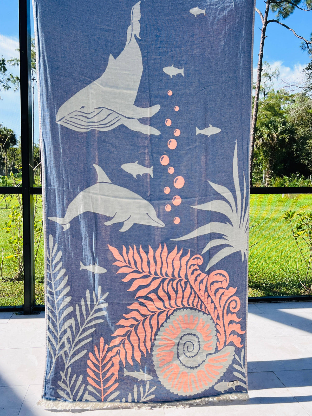Dolphin and Whale Turkish Towel, Beach Towel