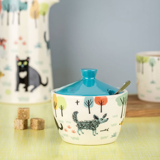 Handmade Ceramic Dog Sugar Pot with Lid