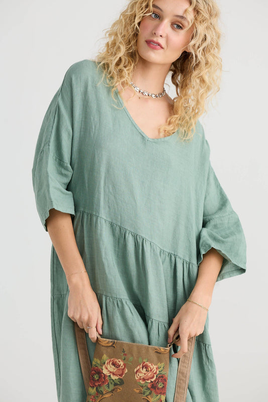 Stella Linen dress. Sea Foam.