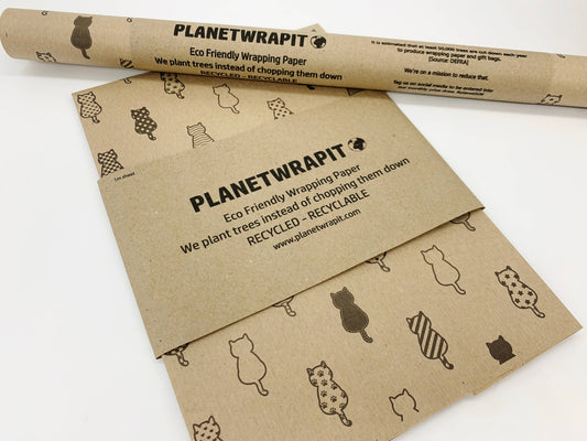 Cats Recycled Eco Kraft Wrapping Paper