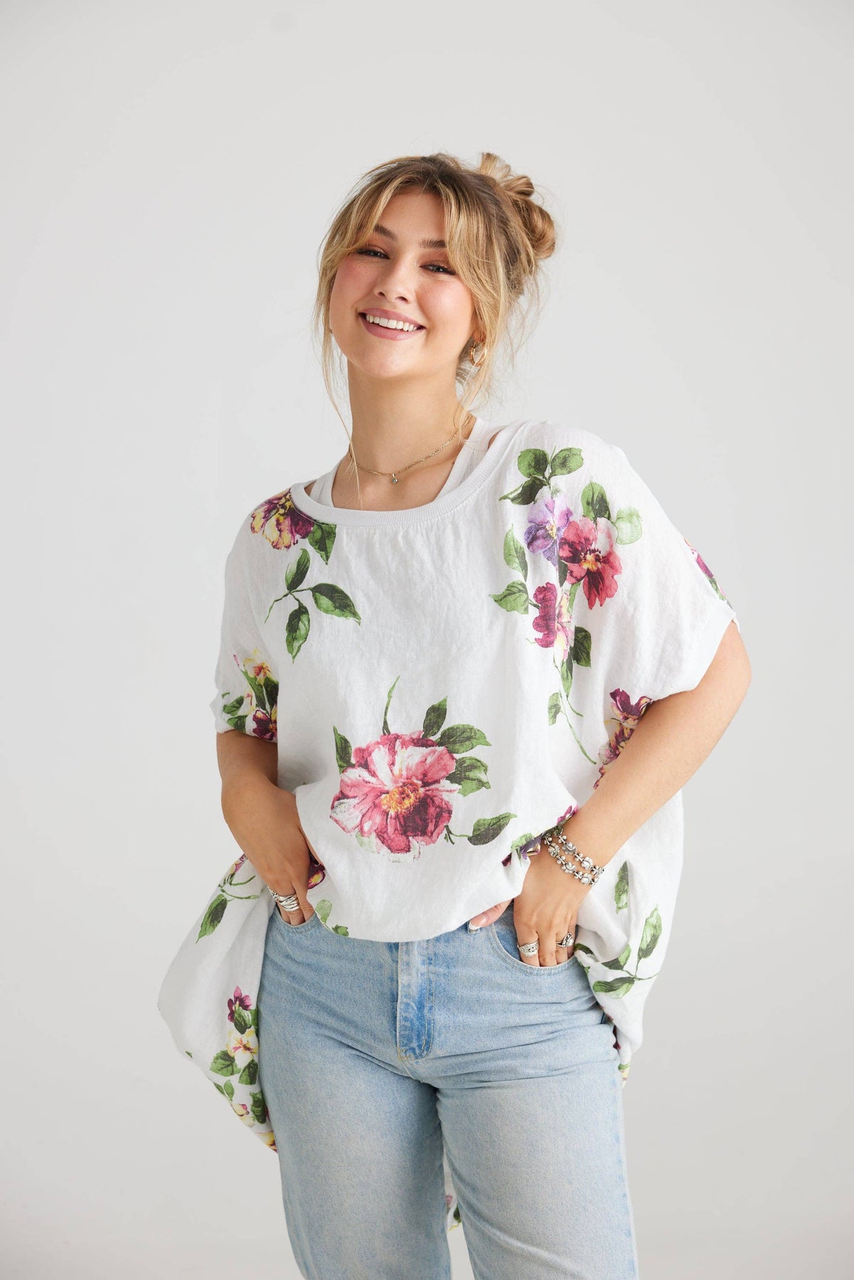 Rosabella linen dress. Icing Sugar Floral