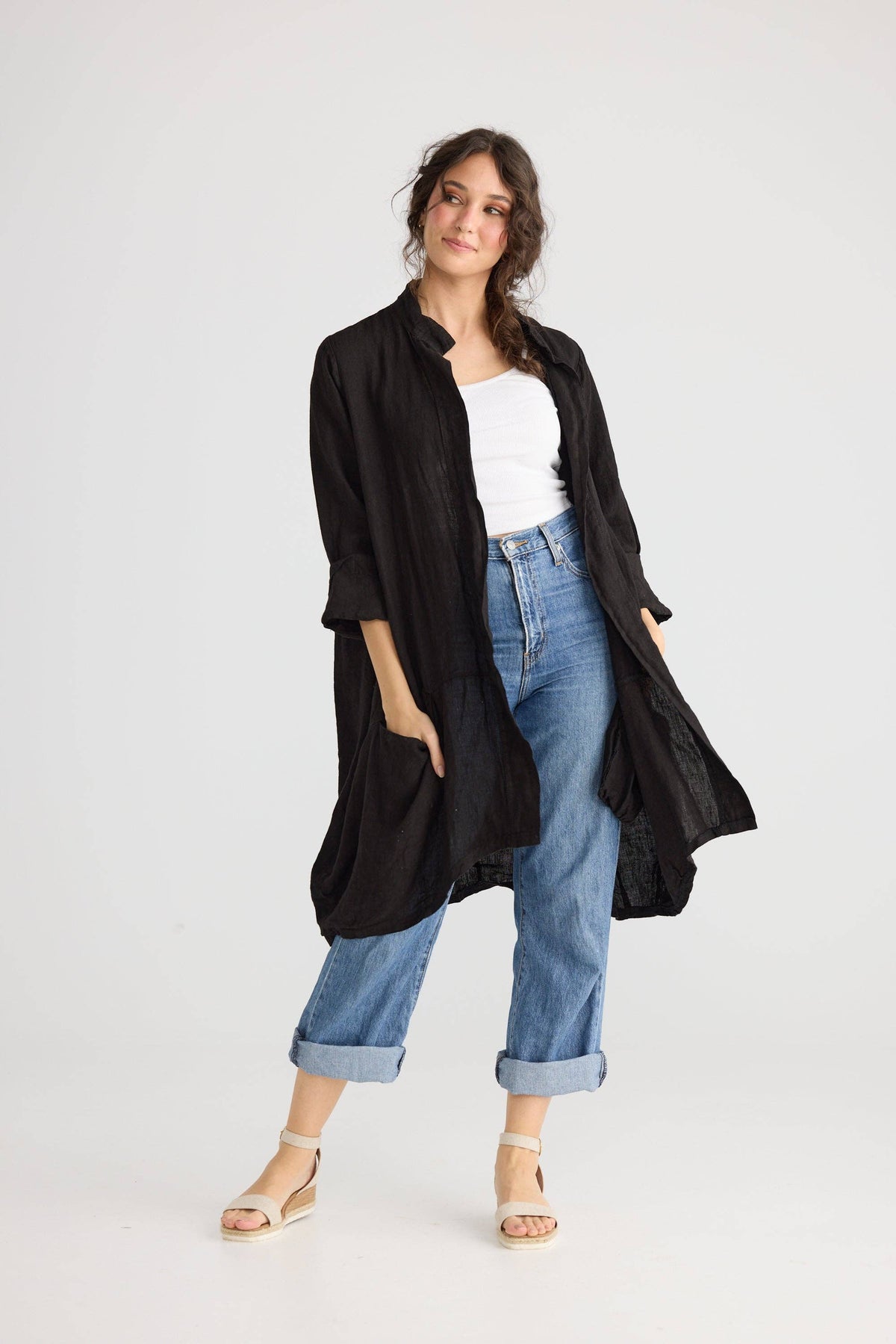 Harper Lee Linen jacket. Ebony