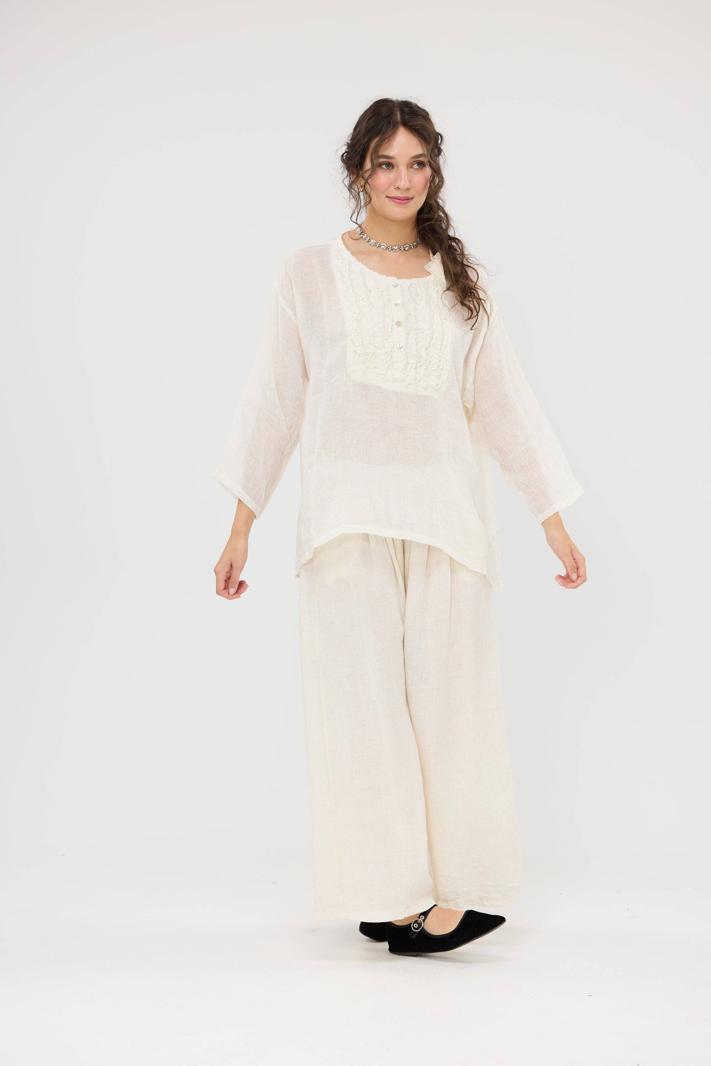 Florian Linen Gauze top.  Coconut