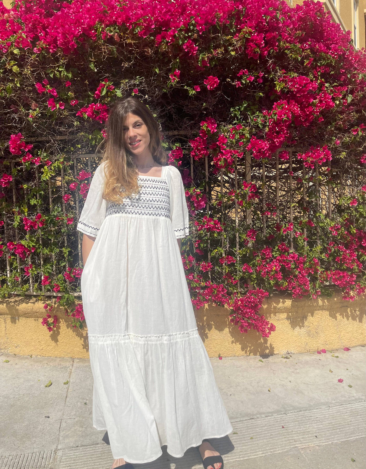 Cassie Maxi Dress / Cotton Embroidered Dress, Cream Dress