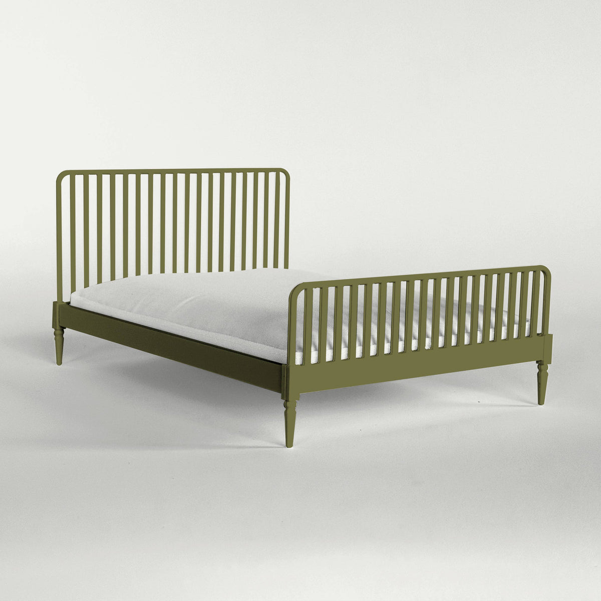 1:12 Scale Dollhouse Bed with Mattress, Twin or Queen