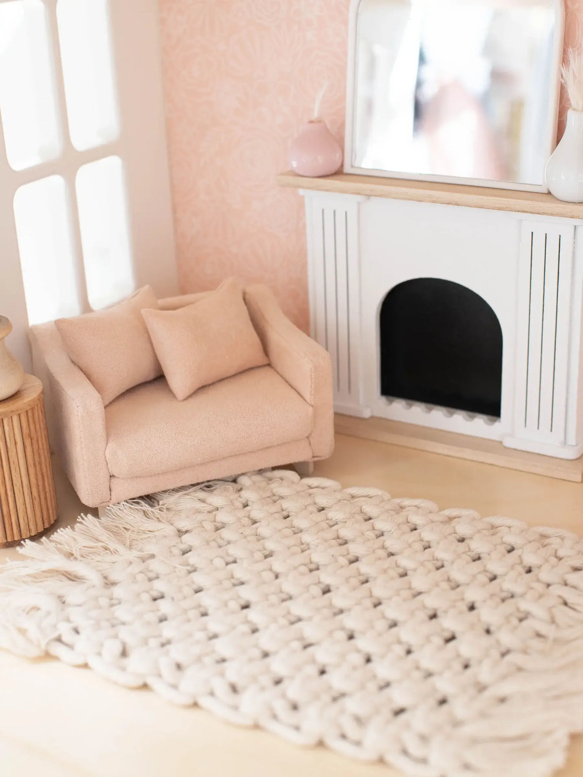 Dollhouse Macrame Rectangle Rug | Ivory or Natural