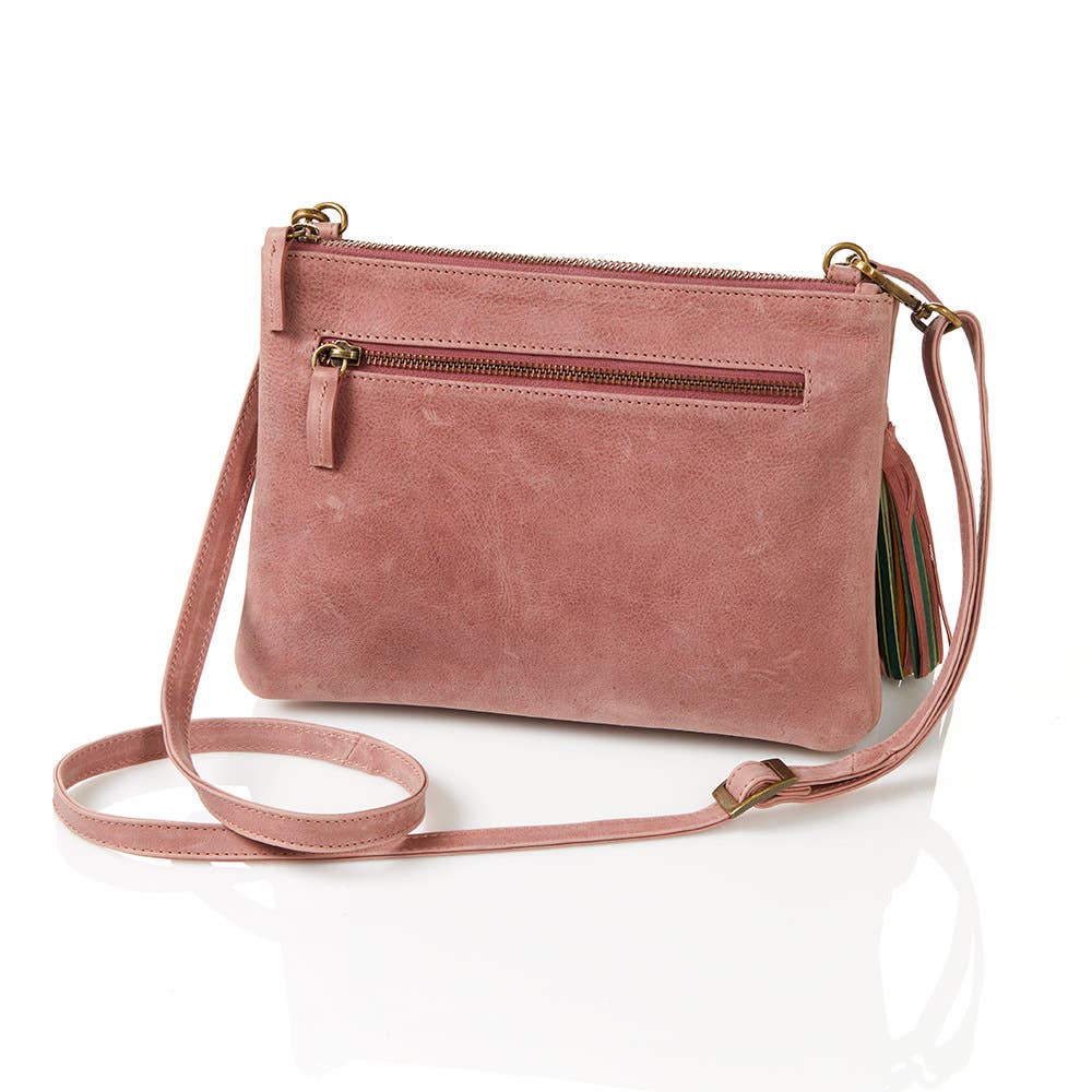 Rose Leather Crossbody Bag