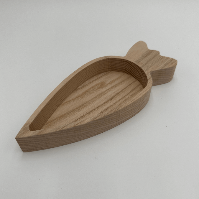 Wooden Carrot Plate for Bunnies | Rabbit Bowl | Pet Feeder
