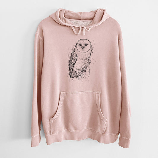 Barn Owl - Tyto alba - Unisex Pigment Dyed Hoodie