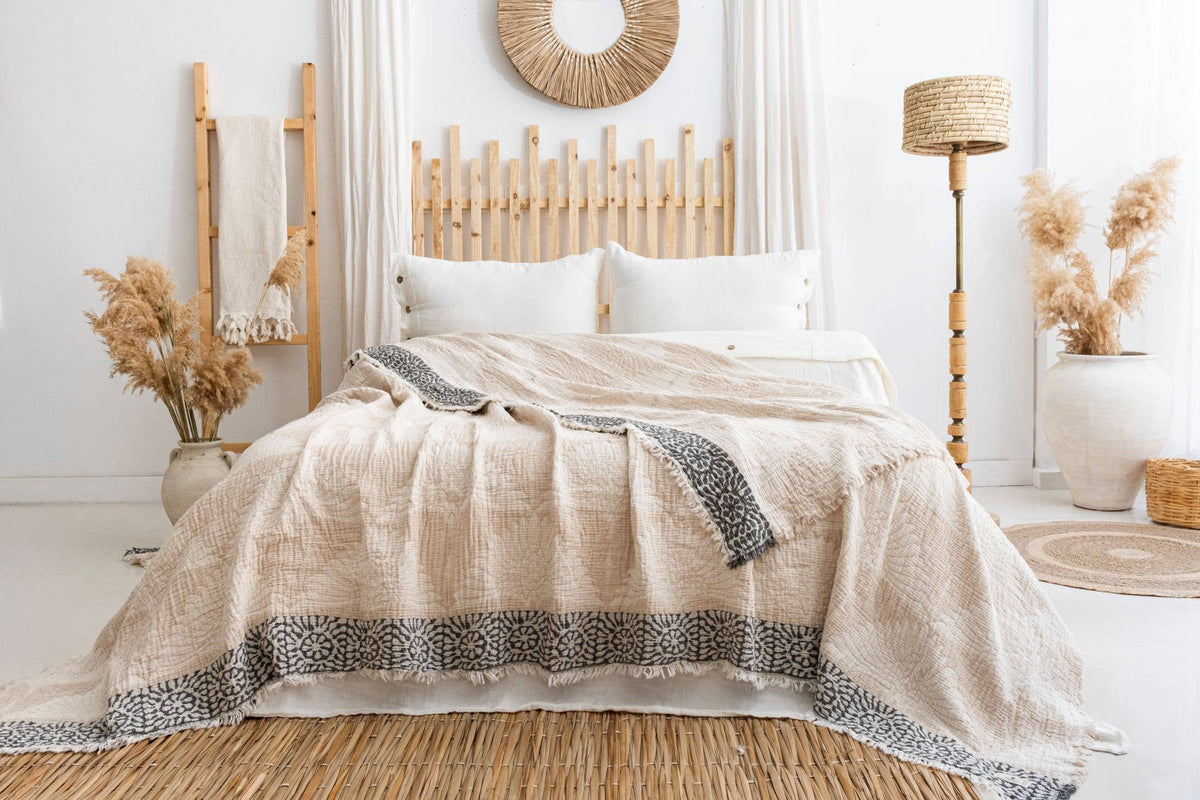 Crane Muslin Blanket King Size Beige