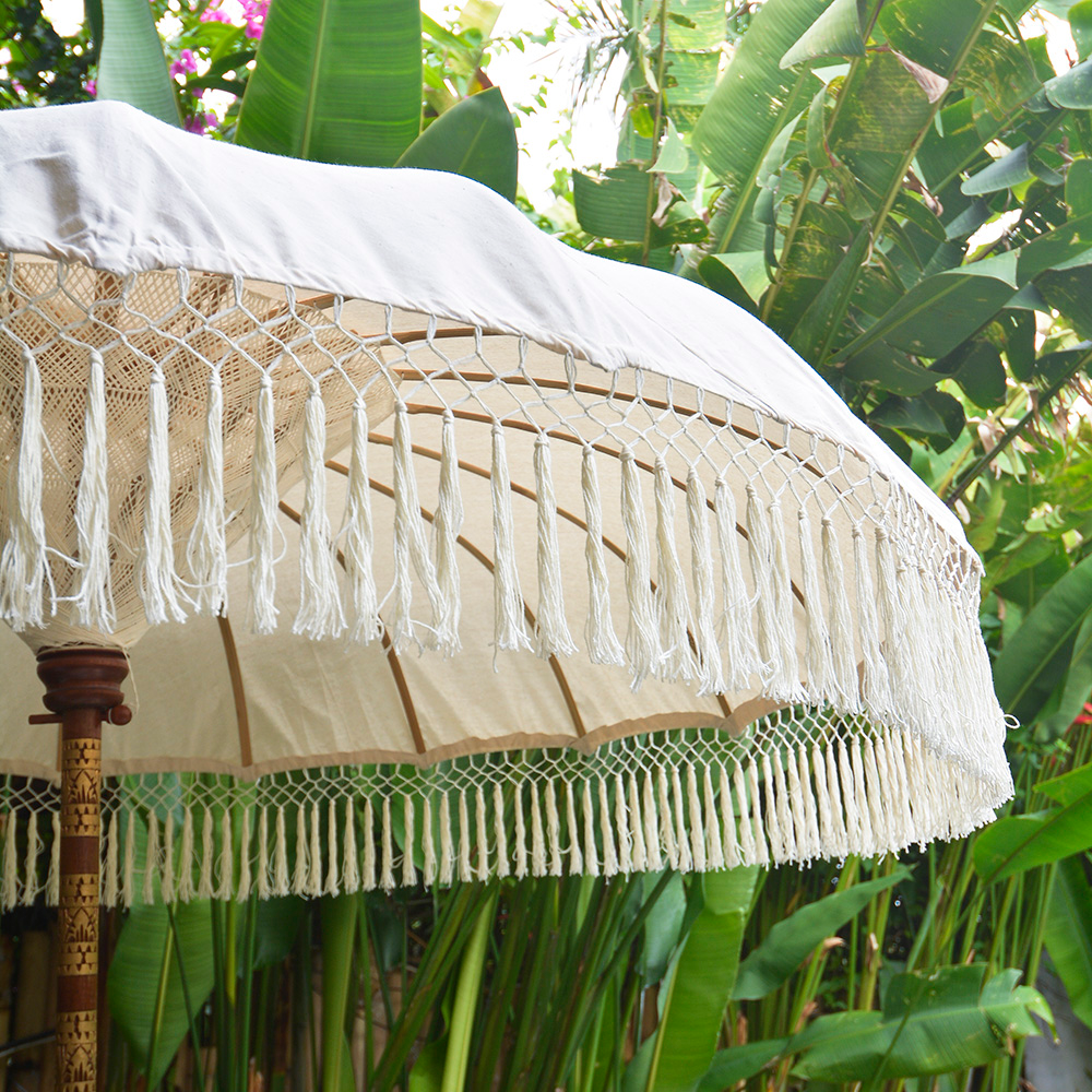 Balinese Umbrella Patio | Natural Fringed