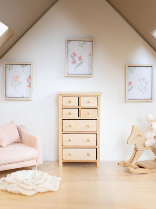 Dollhouse Tall Dresser | Wood Knobs