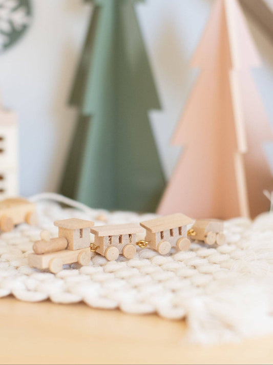 Dollhouse Play Miniature Train | Natural Wood