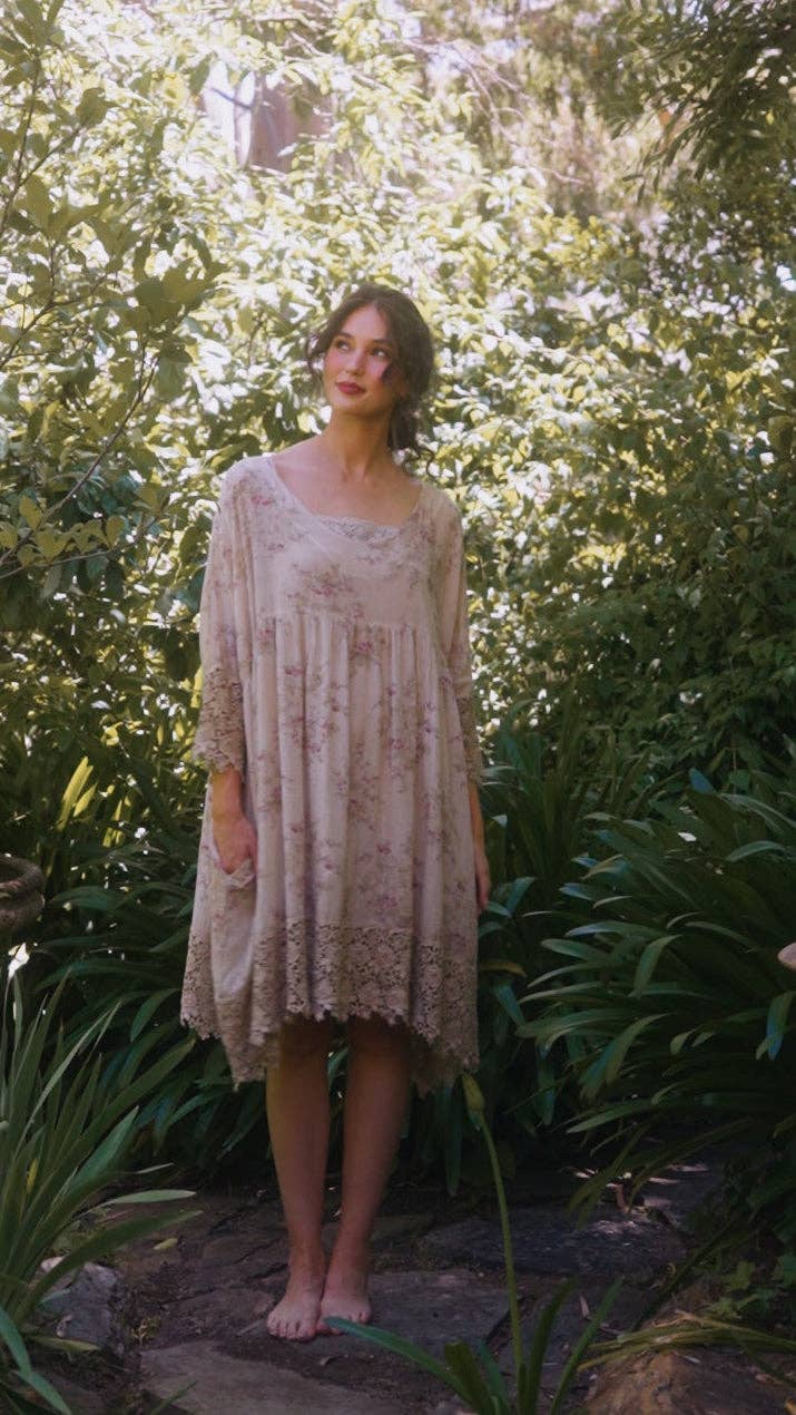 Avalon Floral dress. Faded Rose print