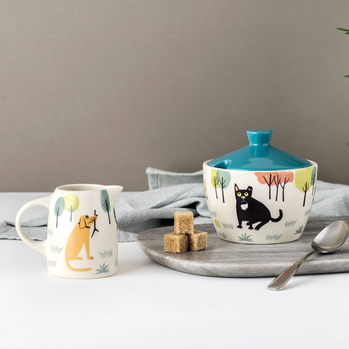 Handmade Ceramic Dog Sugar Pot with Lid