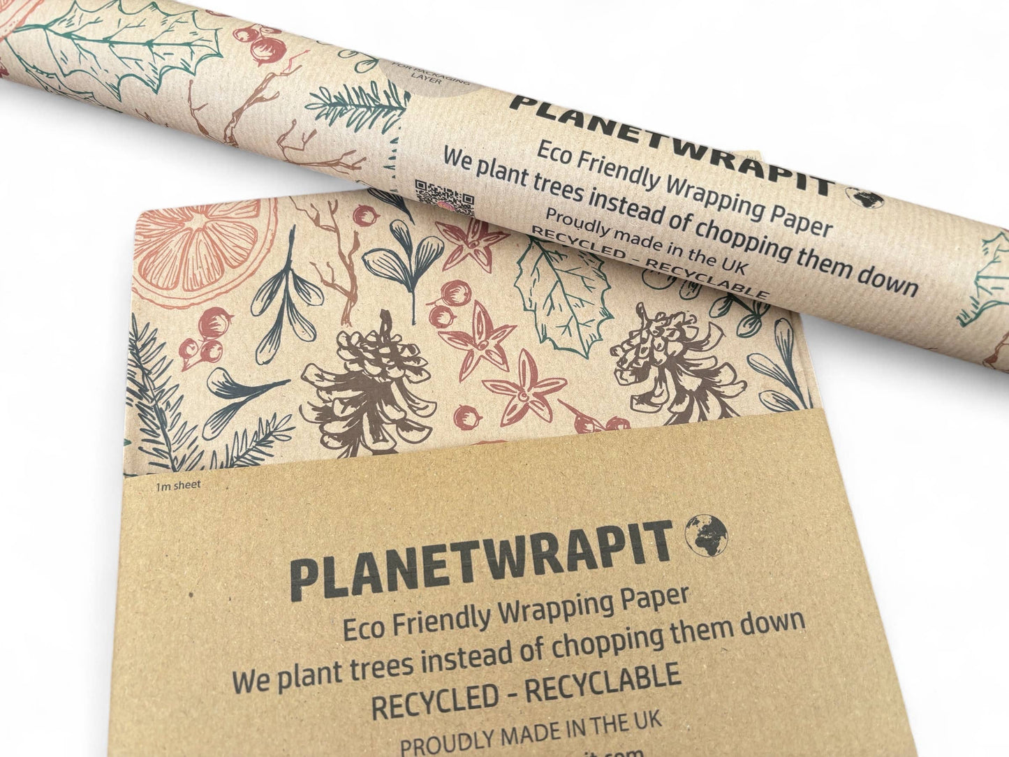 Christmas Dried Oranges Recycled Kraft Gift Wrapping Paper