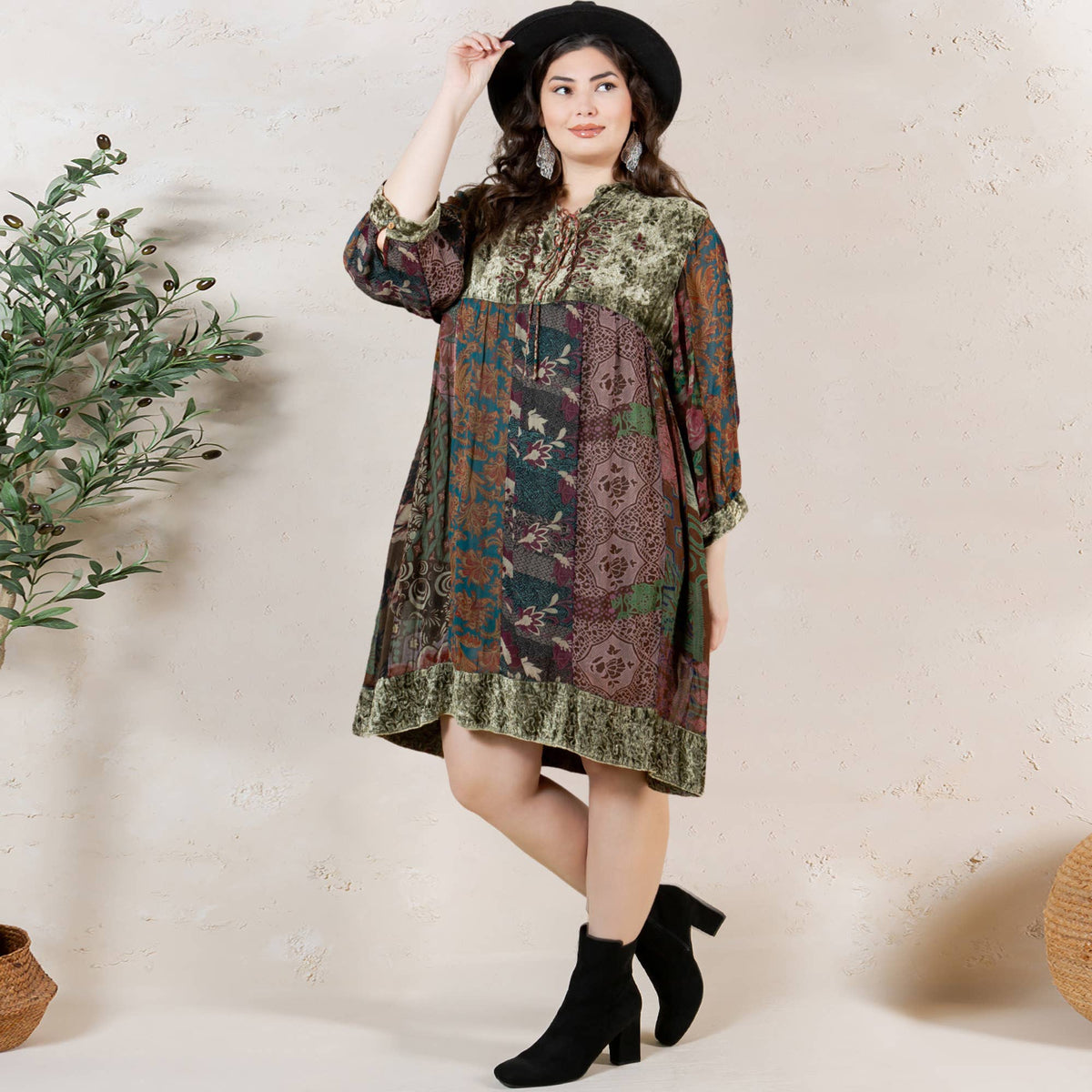 Chic Bohemian Stone-Washed Dress SIZE: XS TO 3X